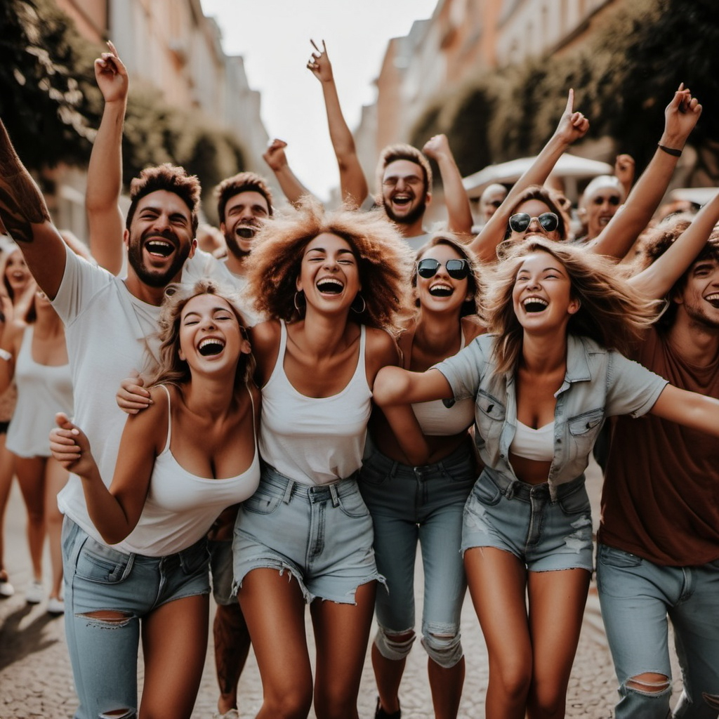 People having fun in the real world